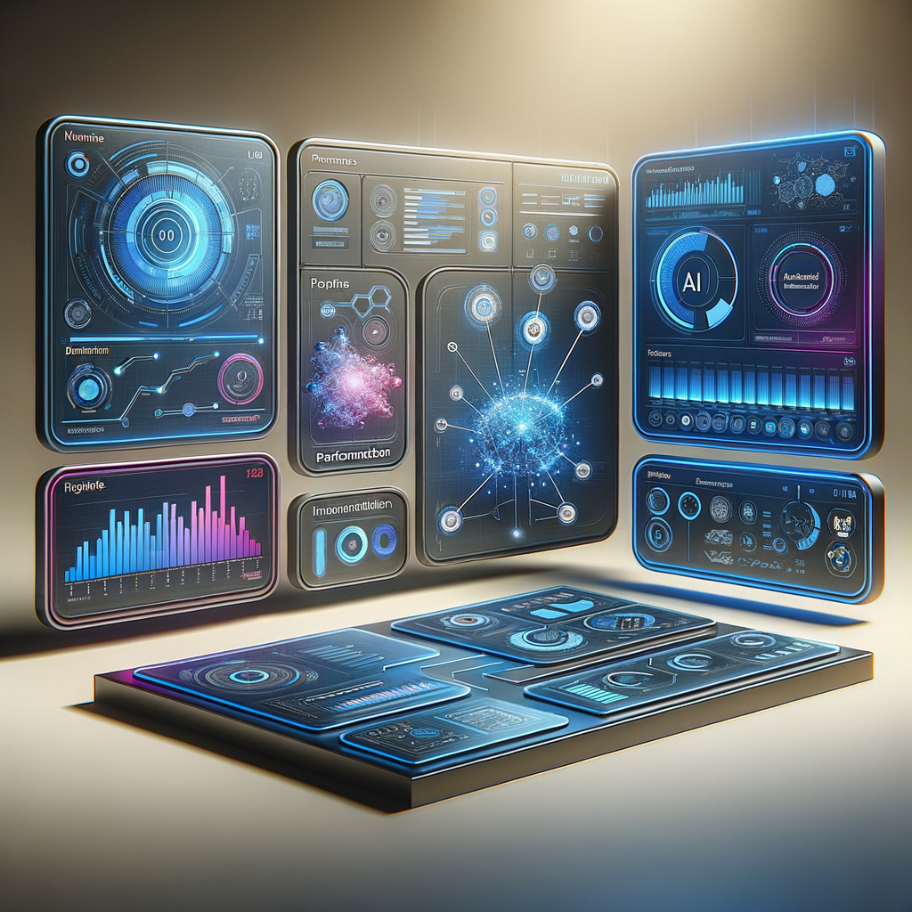 Painel digital futurista com dashboards e gráficos em azul, ciano e grafite, ilustrando integração e monitoramento de automações inteligentes em empresas.