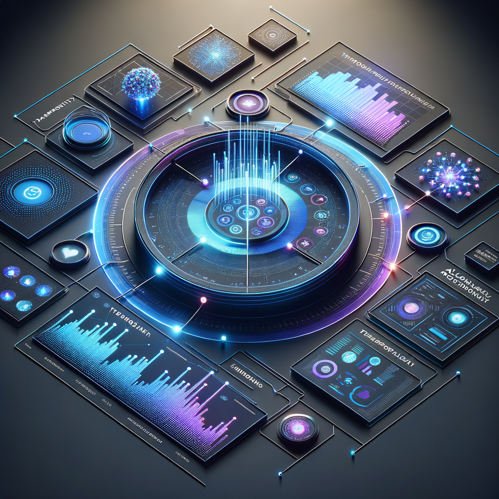 Dashboard digital moderno com gráficos e fluxos de dados conectados, representando monitoramento ético e decisões automatizadas em inteligência artificial.