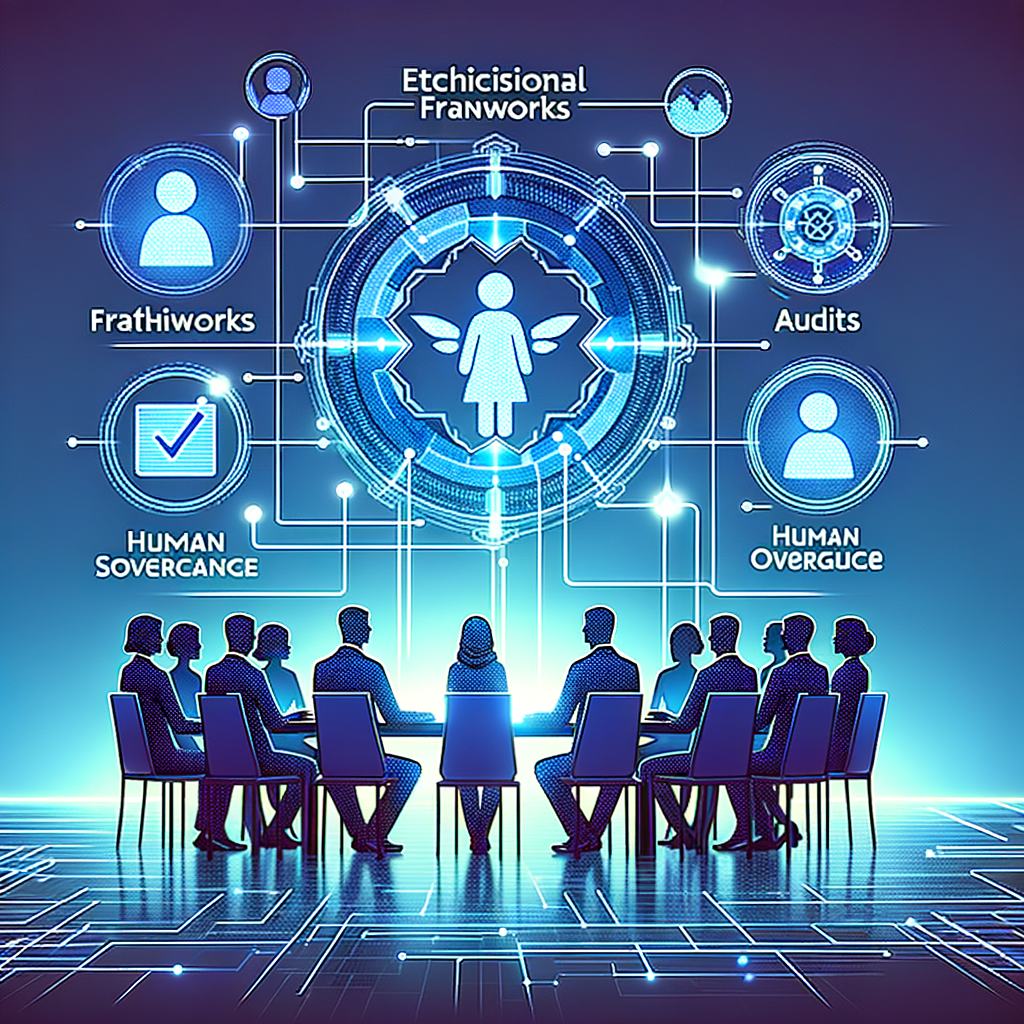 Equipe multidisciplinar colaborando com supervisão humana e frameworks éticos para decisões automatizadas responsáveis em IA