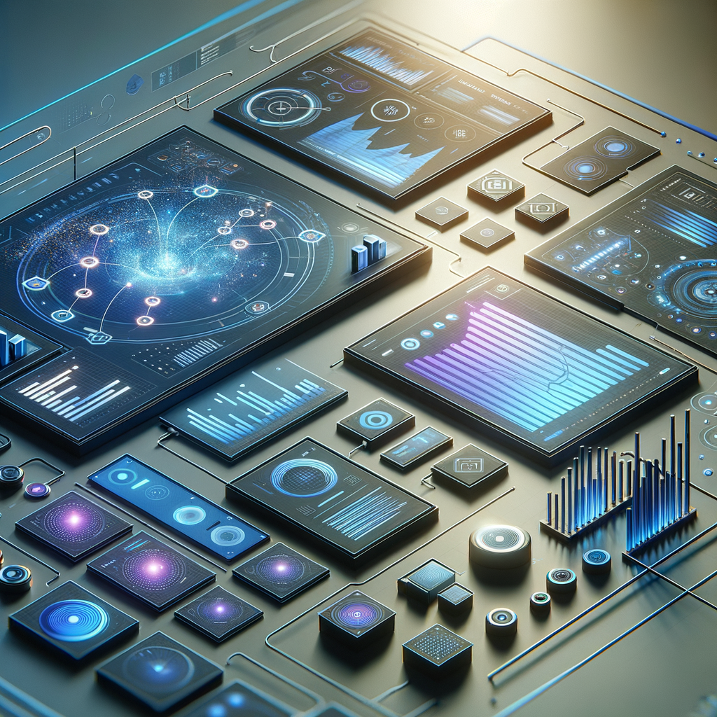 Dashboard digital moderno exibindo fluxos de automação e gráficos interconectados em tons de azul, ciano e grafite, ilustrando a aplicação da inteligência artificial na otimização de processos empresariais.