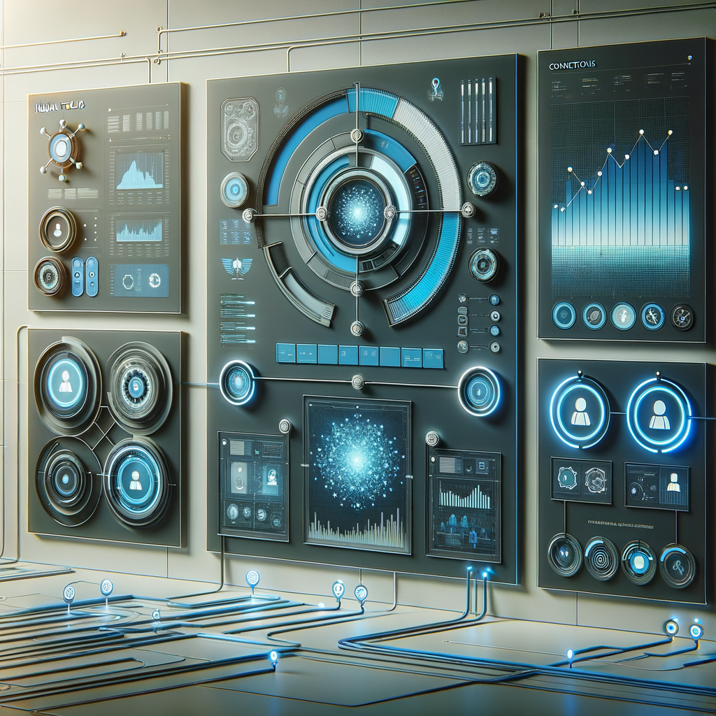 Dashboard digital futurista com fluxos automatizados e conexão entre equipes e sistemas inteligentes, representando a transformação dos processos empresariais com automação humanizada.