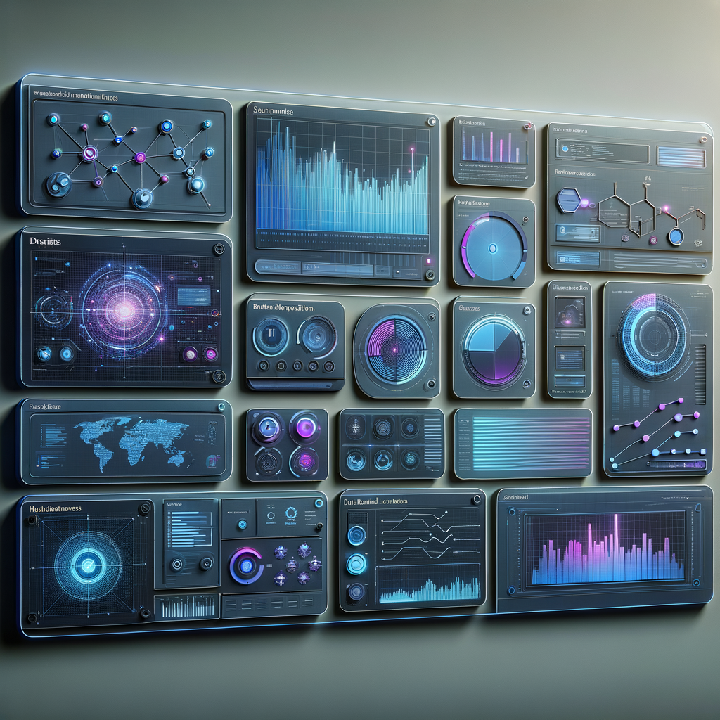 Dashboard digital minimalista mostrando análise de dados e priorização automática de tarefas com IA em tons de azul, ciano e roxo.