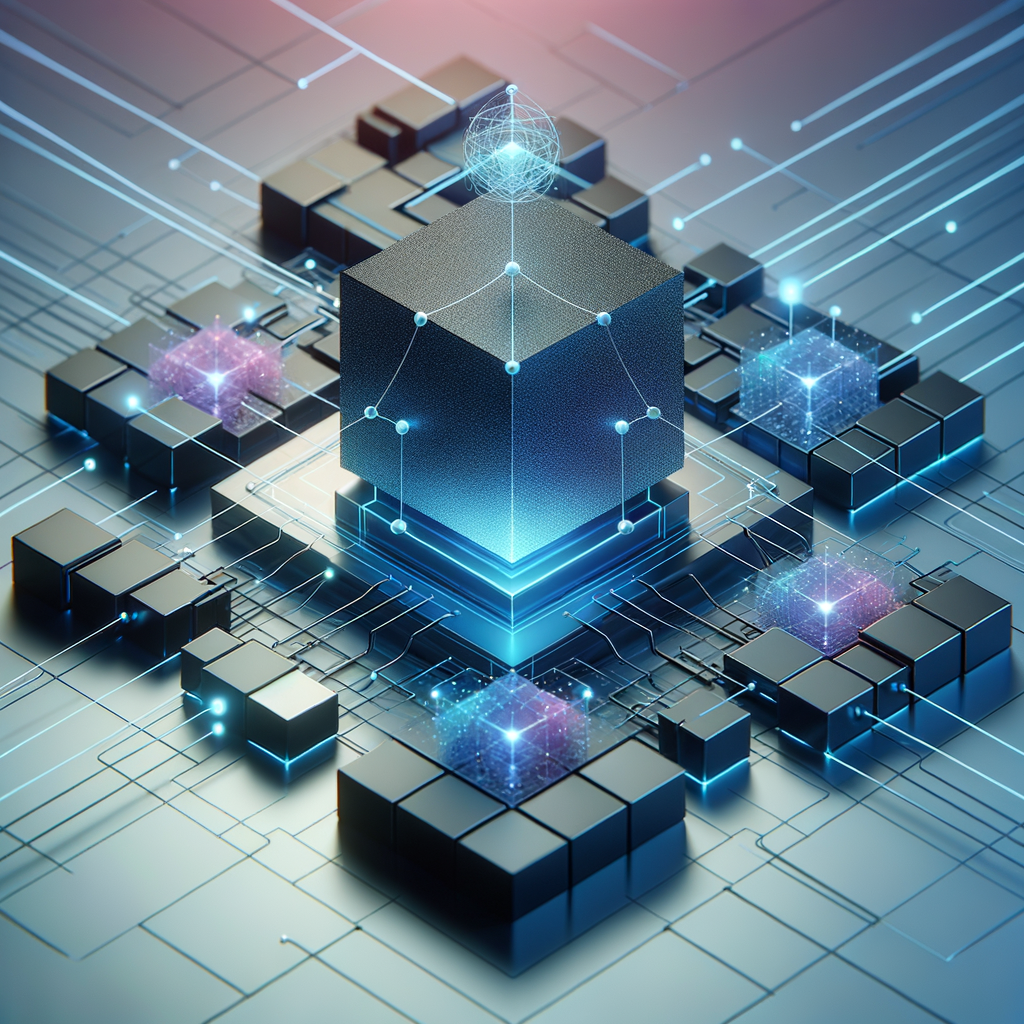 Rede tecnológica abstrata mostrando núcleo monolítico rodeado por módulos independentes conectados, simbolizando escolhas em arquitetura de software para inteligência artificial.