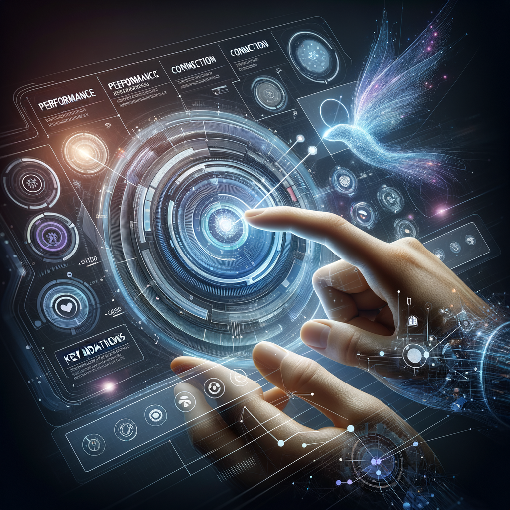 Mãos interagindo com interface holográfica mostrando gráficos e conexões entre ferramentas no-code e low-code, simbolizando controle, monitoramento e capacitação em ecossistemas digitais.