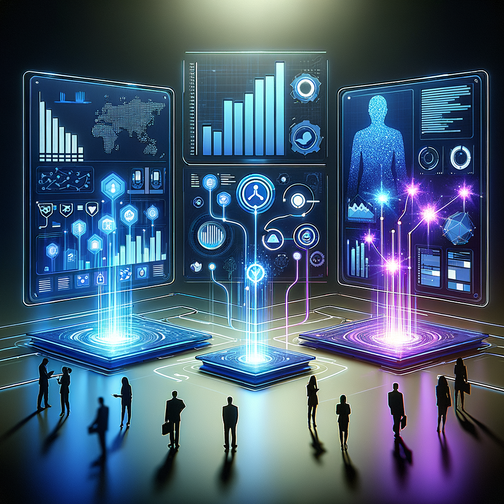 Dashboard digital moderno com gráficos e módulos conectados, ilustrando a automação e integração de agentes inteligentes modulares no atendimento ao cliente em pequenas empresas.