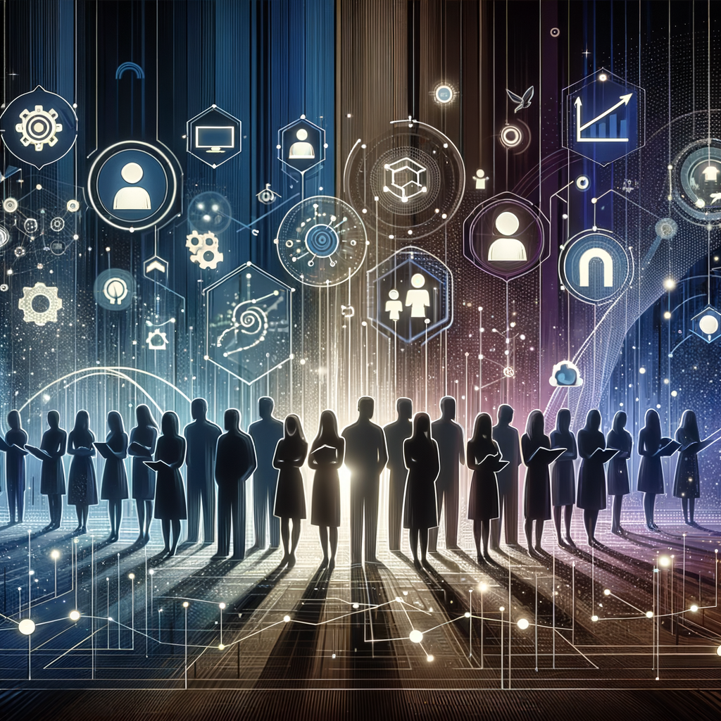 Representação conceitual de equipes técnicas e não técnicas conectadas digitalmente, simbolizando colaboração, governança e gestão integrada de soluções no-code, low-code e inteligência artificial.