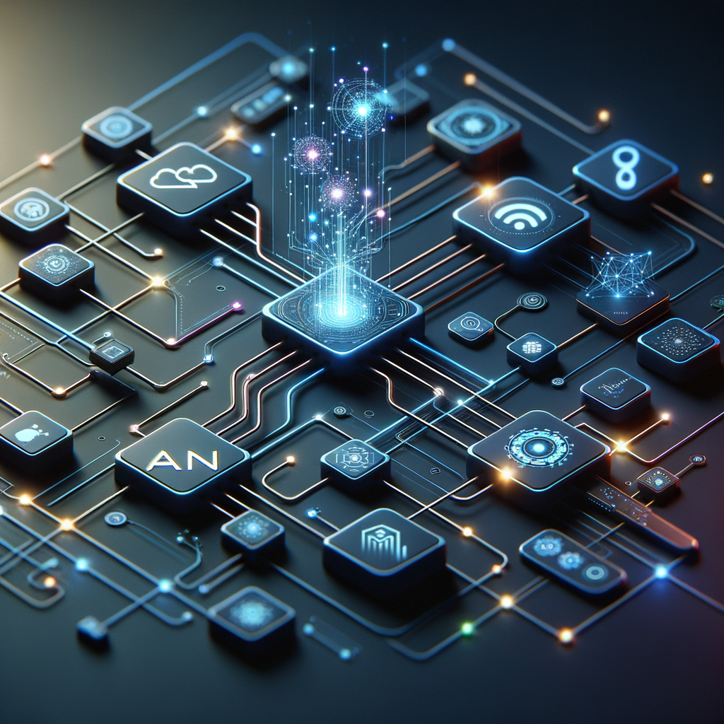 Visualização de fluxo automatizado integrando IA, N8N e Supabase em rede digital moderna e minimalista com conexões iluminadas, simbolizando automação tecnológica para startups.