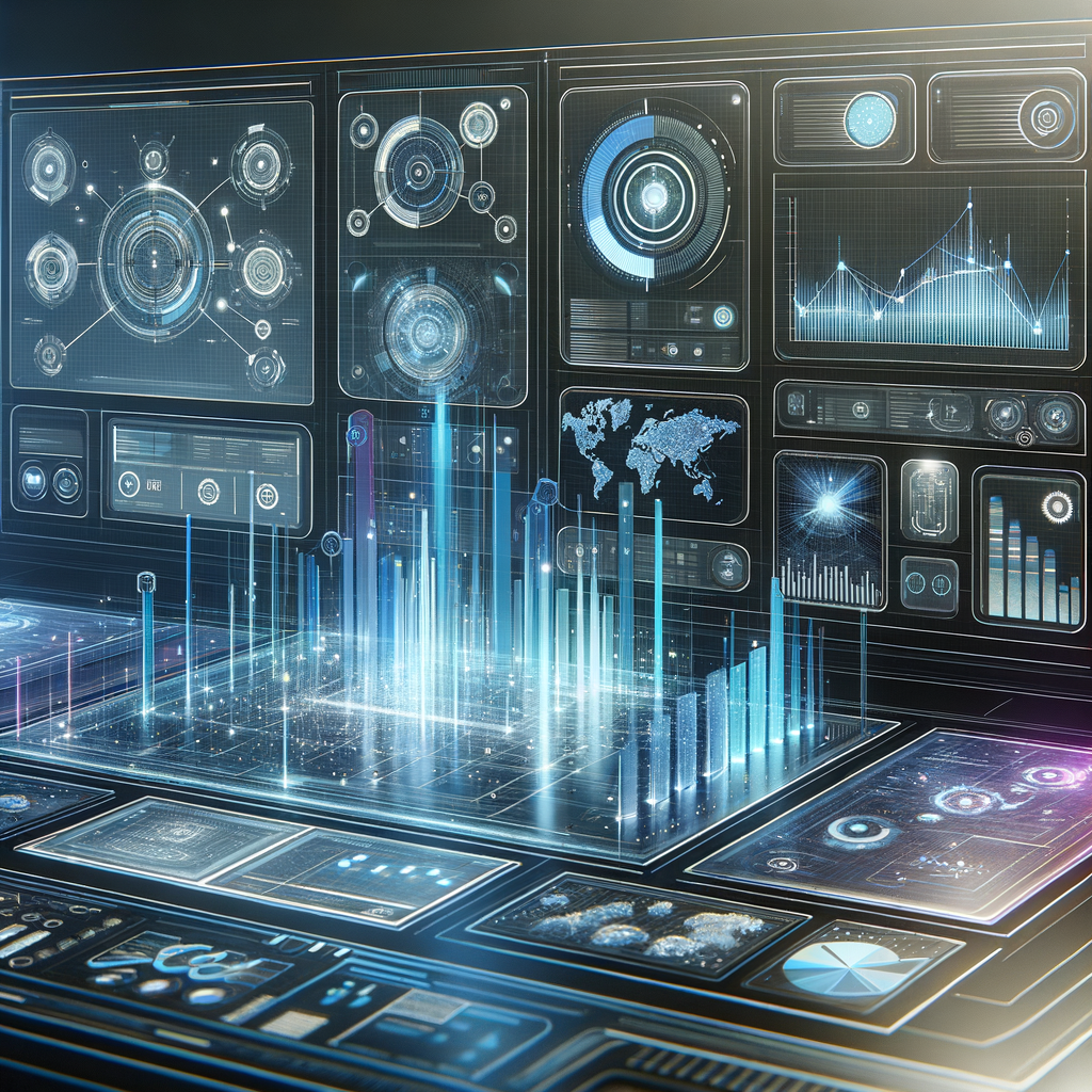 Dashboard digital moderno exibindo gráficos e fluxos de automação inteligente em ambiente corporativo, representando eficiência e análise de dados para decisões estratégicas.