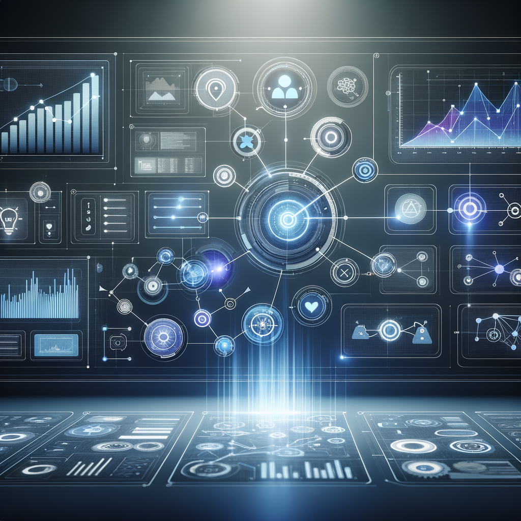 Dashboard digital com gráficos e fluxos de automação ilustrando processos inteligentes e integração tecnológica em vendas automatizadas